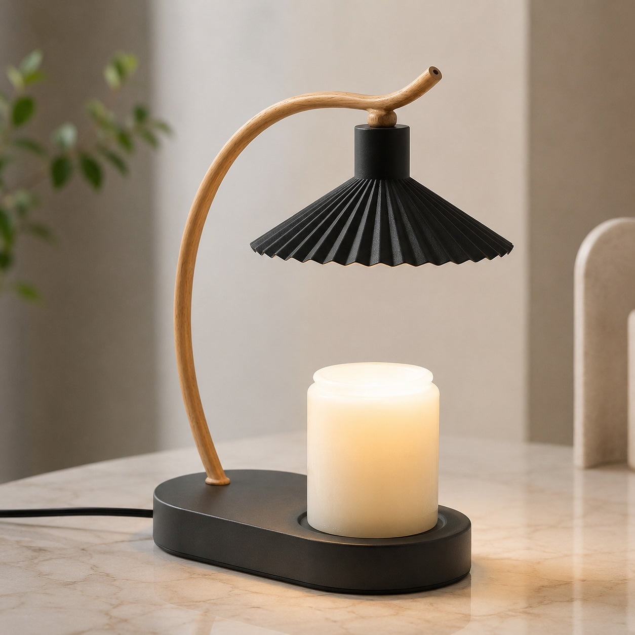 Moderní stolní lampa na ohřev svíček s elegantním designem, napájením přes USB pro útulnou atmosféru | ribuella