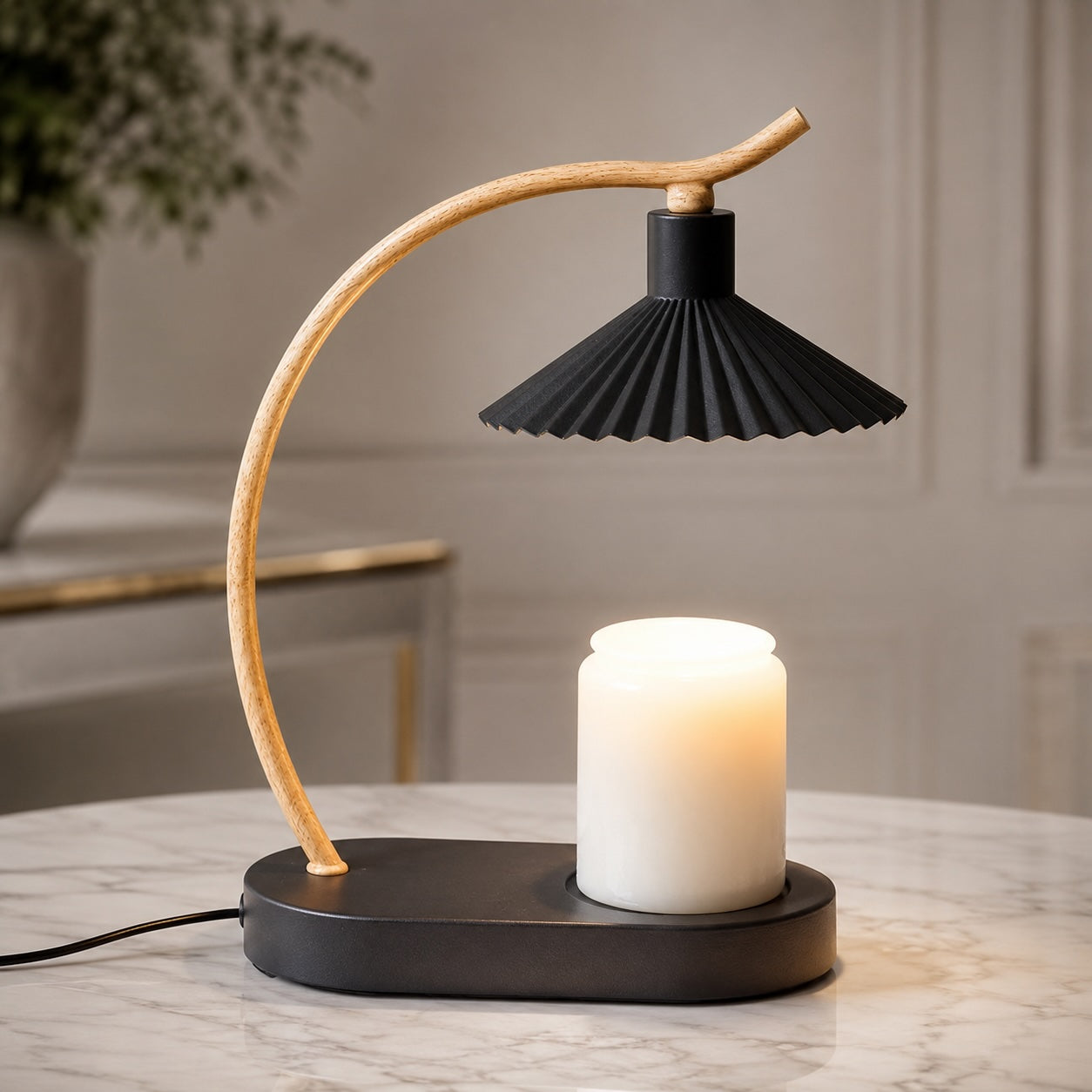 Moderní stolní lampa na ohřev svíček s elegantním designem, napájením přes USB pro útulnou atmosféru | ribuella