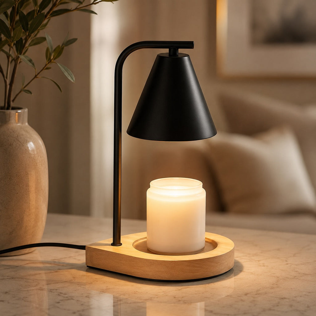 Modern Candle Warmer Lamp Table Light with Adjustable Height and Elegant Glass Design for Cozy Ambient Glow | ribuella