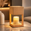 Lampe chauffe-bougie moderne, lampe de table à hauteur réglable, base en bois, lueur d’ambiance | ribuella