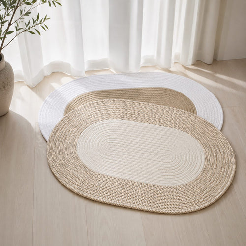 Tapete oval boho lavável, macio, de cânhamo, artesanal e durável | ribuella