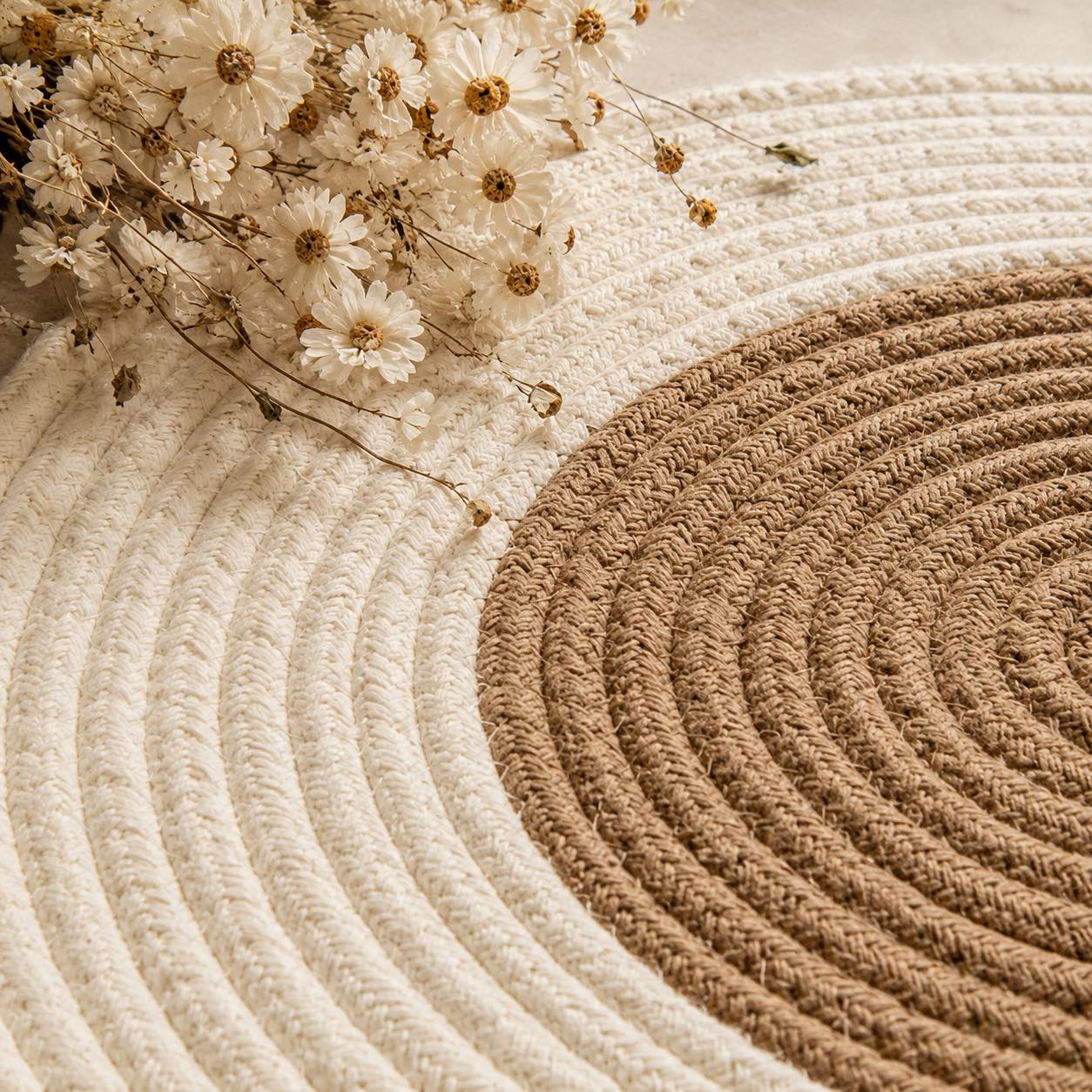 Boho Washable Oval Rug Soft Hemp Handmade Durable Natural | ribuella