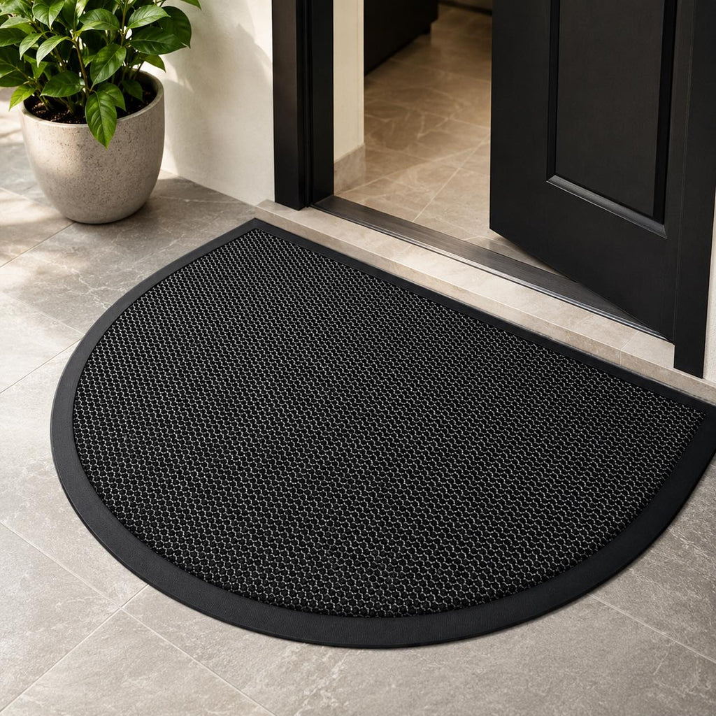 Contemporary Semi Circle Doormat Non-Slip Polyester Indoor Outdoor Entrance Mat | ribuella