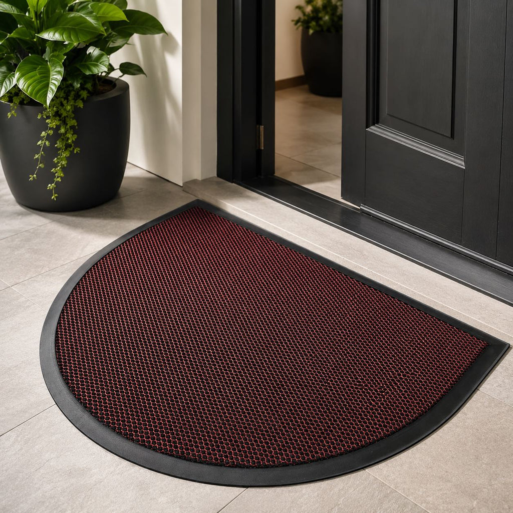 Contemporary Semi Circle Doormat Non-Slip Polyester Indoor Outdoor Entrance Mat | ribuella