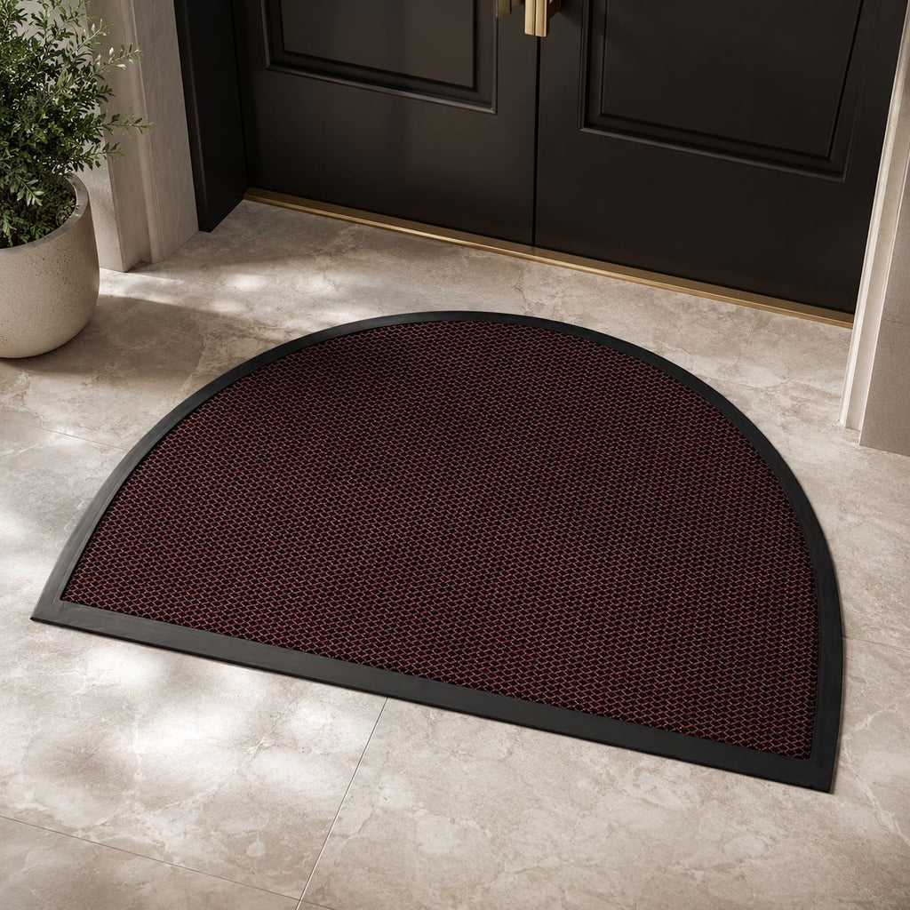 Contemporary Semi Circle Doormat Non-Slip Polyester Indoor Outdoor Entrance Mat | ribuella