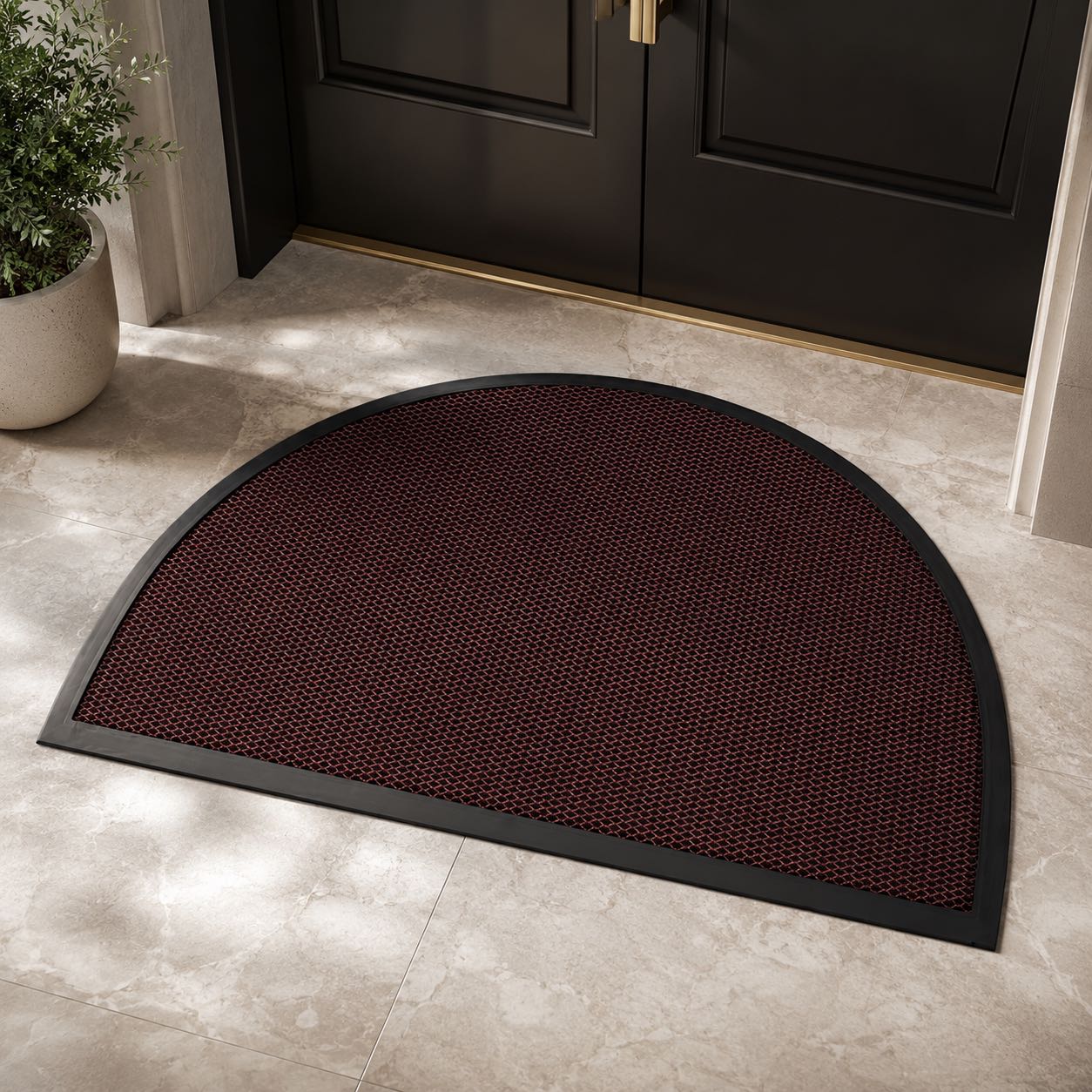 Contemporary Semi Circle Doormat Non-Slip Polyester Indoor Outdoor Entrance Mat | ribuella