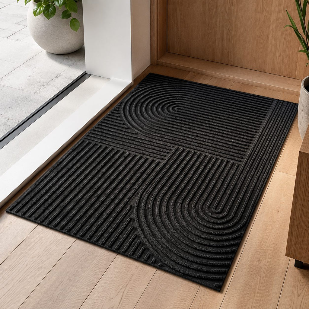 Modern Ribbed Outdoor Door Mat Microfiber PVC Lightweight Absorbent for Easy Cleaning | ribuella