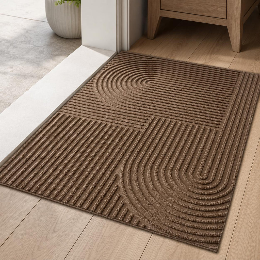 Modern Ribbed Outdoor Door Mat Microfiber PVC Lightweight Absorbent for Easy Cleaning | ribuella