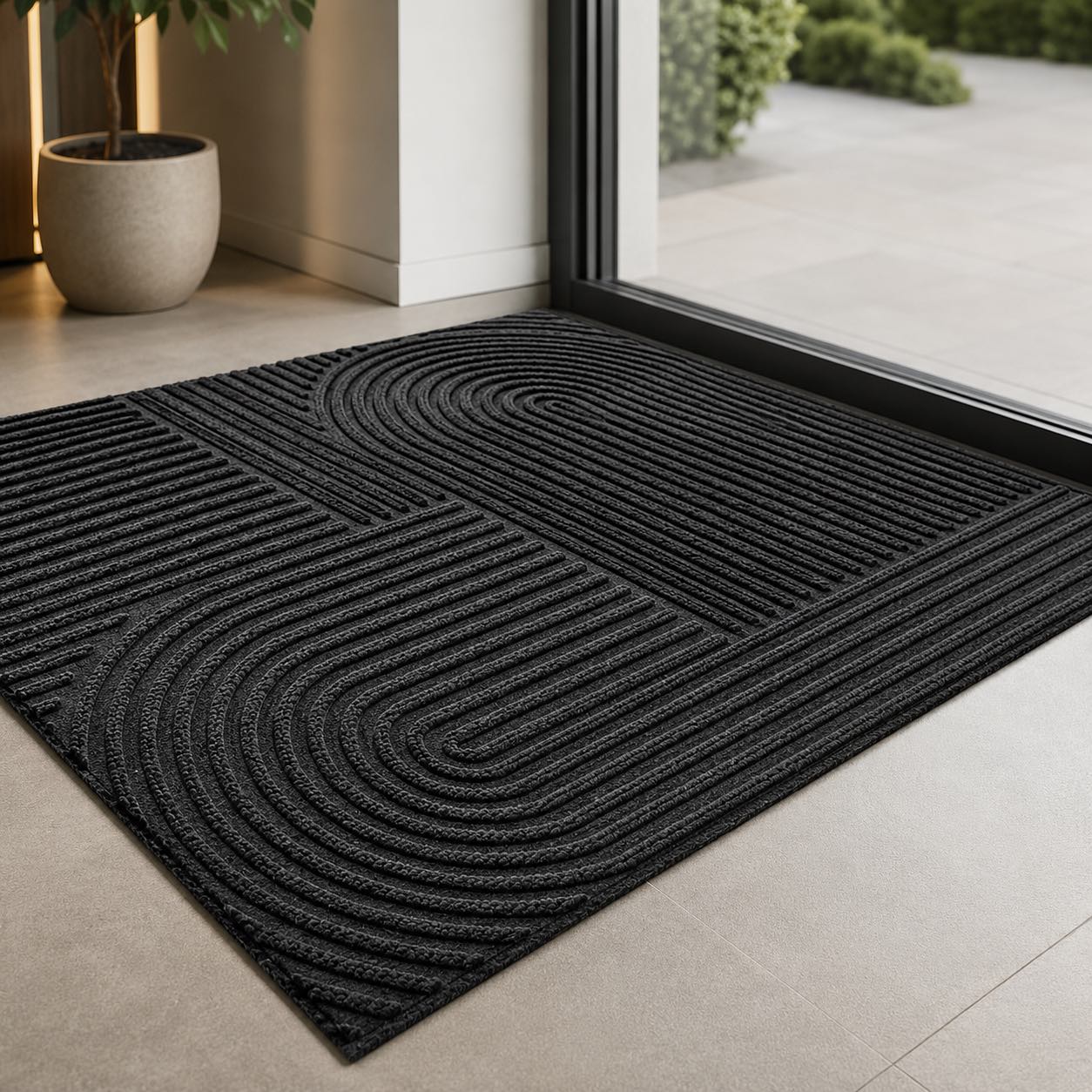 Modern Ribbed Outdoor Door Mat Microfiber PVC Lightweight Absorbent for Easy Cleaning | ribuella