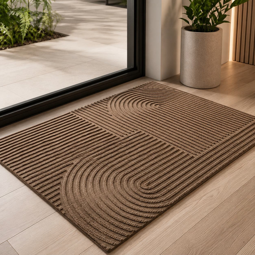 Modern Ribbed Outdoor Door Mat Microfiber PVC Lightweight Absorbent for Easy Cleaning | ribuella