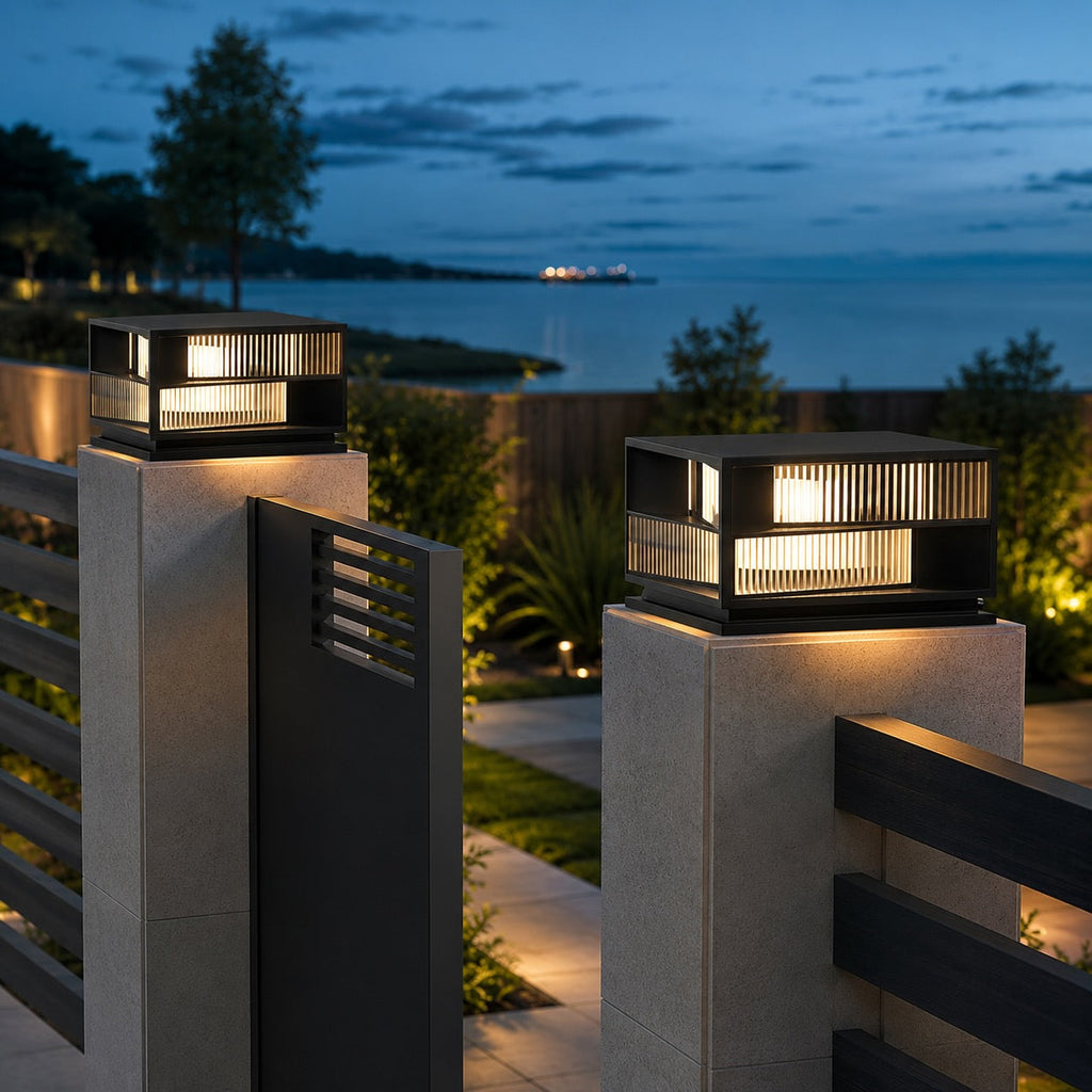 Modern Solar Garden Lights Wall Mounted Stainless Steel LED Waterproof Adjustable Height | ribuella