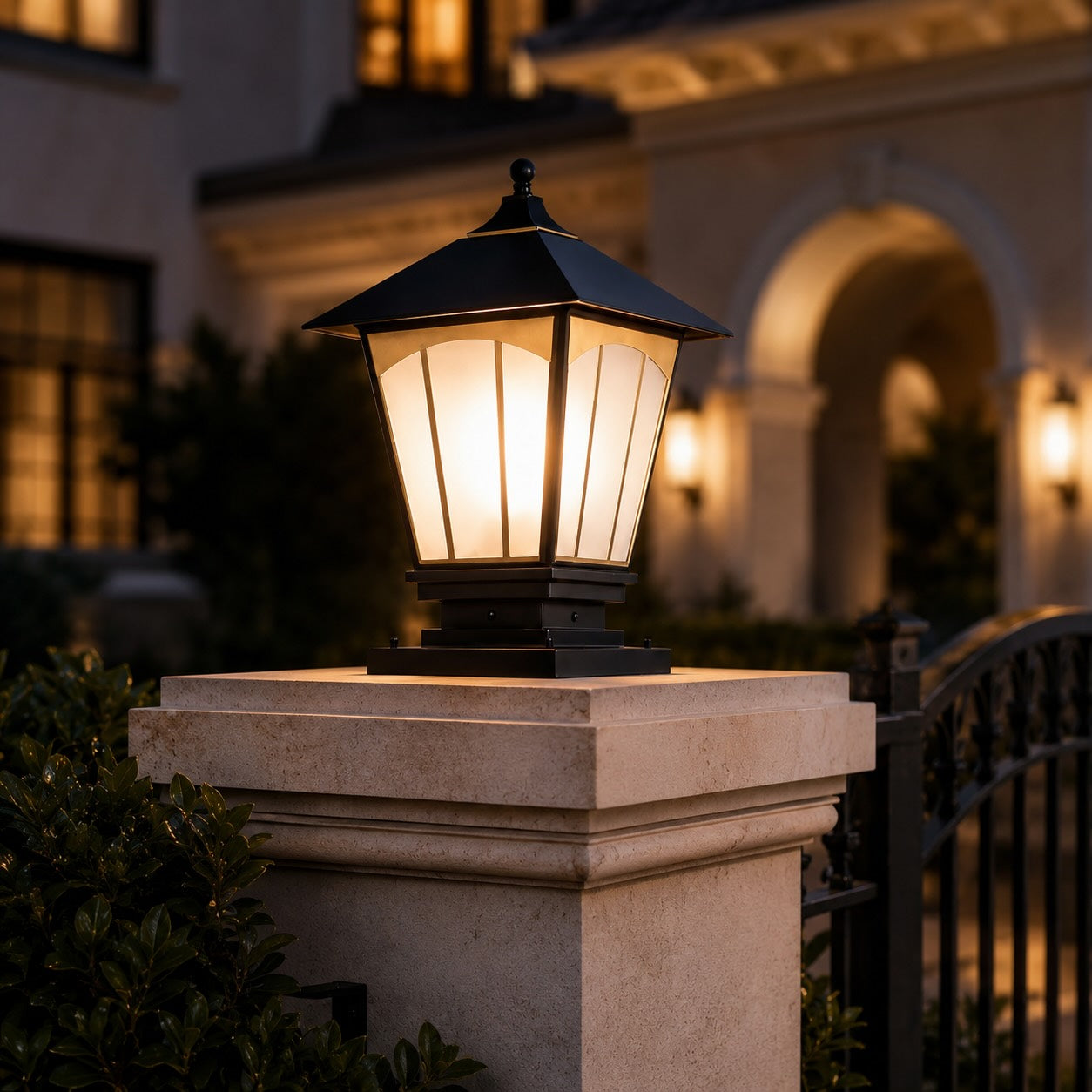 Modern Outdoor Pillar Light Wall Mounted Solid Copper Glass Shade IP55 Waterproof E27 Compatible | ribuella