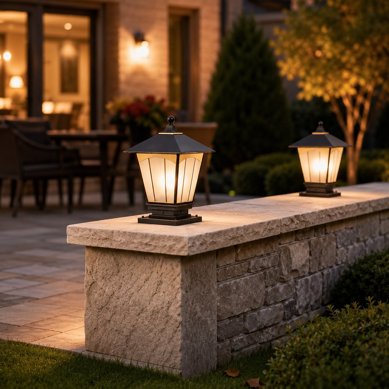 Modern Outdoor Pillar Light Wall Mounted Solid Copper Glass Shade IP55 Waterproof E27 Compatible | ribuella