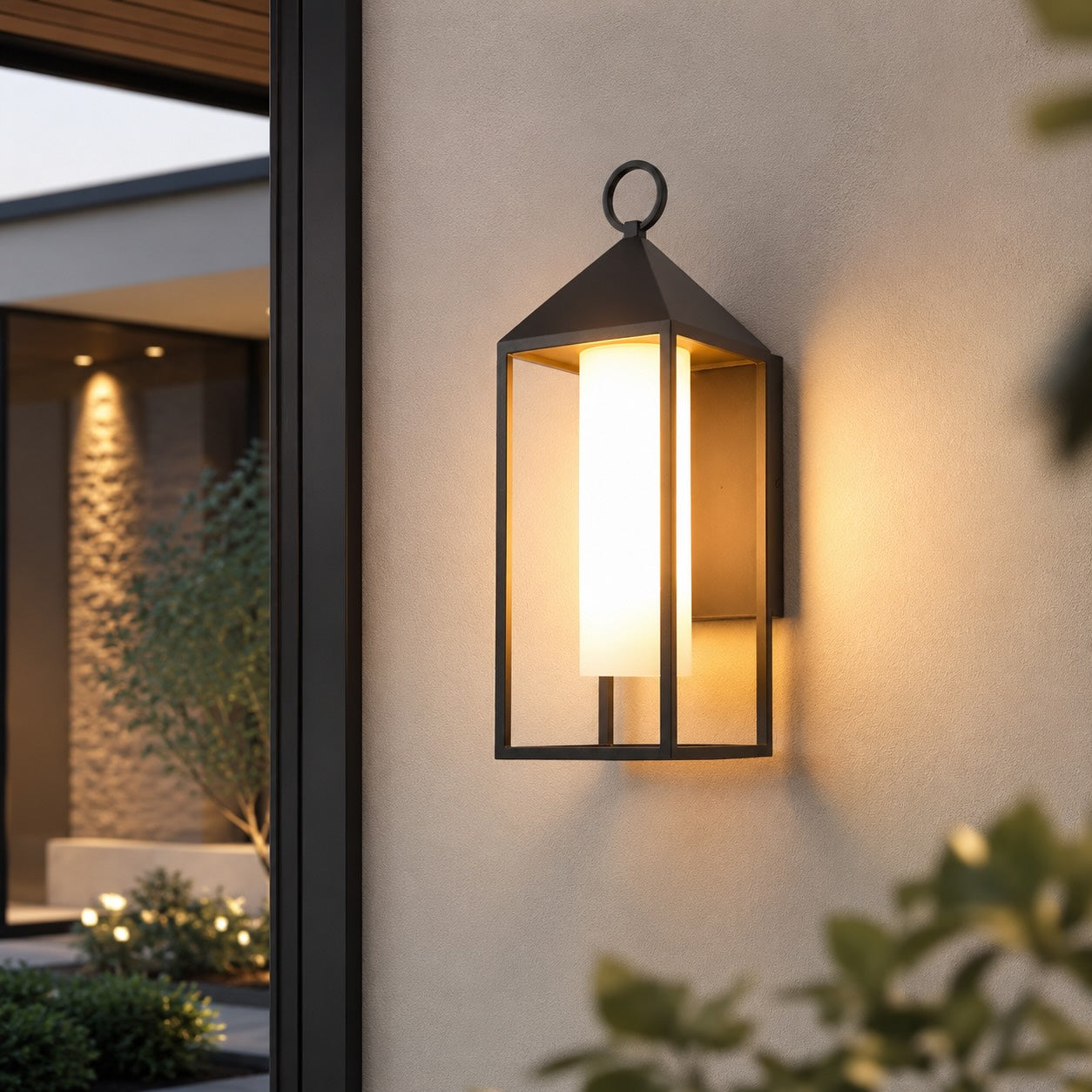 Moderne rustikale Außenwandleuchte, wasserdichte rechteckige LED-Laterne aus druckgegossenem Aluminium, 3000 K | ribuella