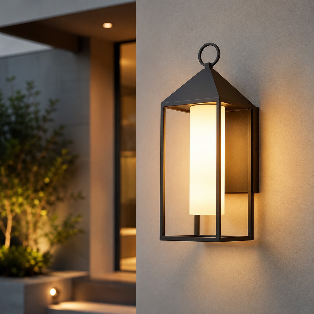 Moderne rustikale Außenwandleuchte, wasserdichte rechteckige LED-Laterne aus druckgegossenem Aluminium, 3000 K | ribuella