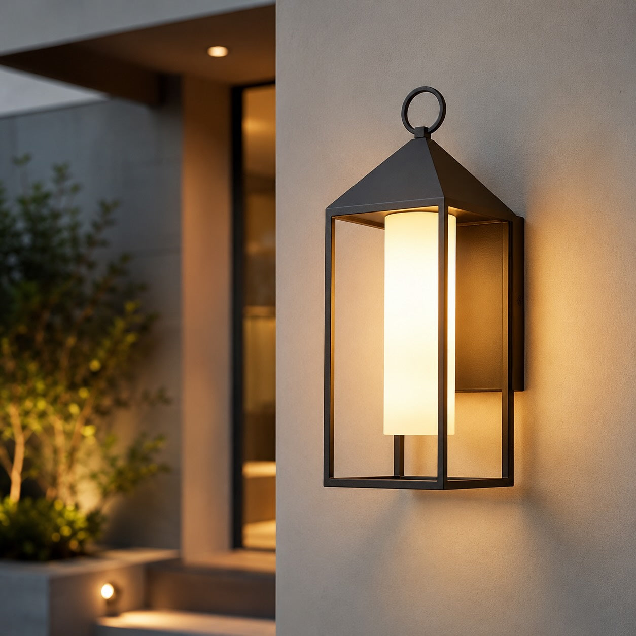 Moderne rustikale Außenwandleuchte, wasserdichte rechteckige LED-Laterne aus druckgegossenem Aluminium, 3000 K | ribuella