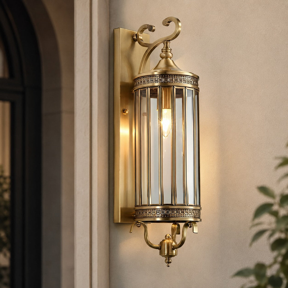 Vintage Outdoor Wall Light Copper Glass Waterproof Wall Mounted LED Sconce for Garden Porch | ribuella