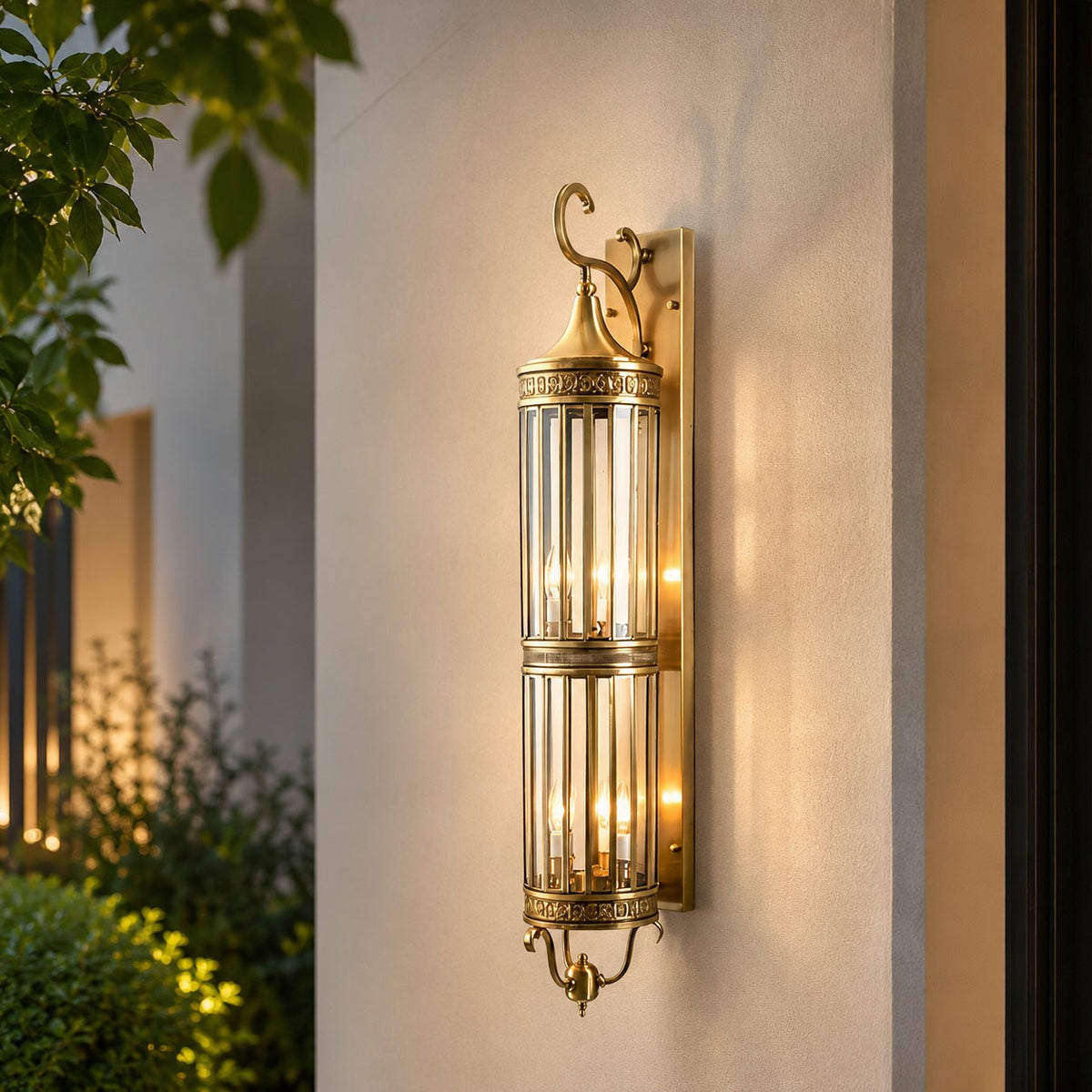 Vintage Outdoor Wall Light Copper Glass Waterproof Wall Mounted LED Sconce for Garden Porch | ribuella