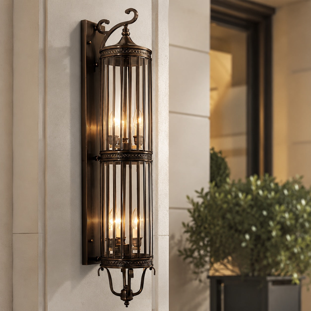 Vintage Outdoor Wall Light Copper Glass Waterproof Wall Mounted LED Sconce for Garden Porch | ribuella