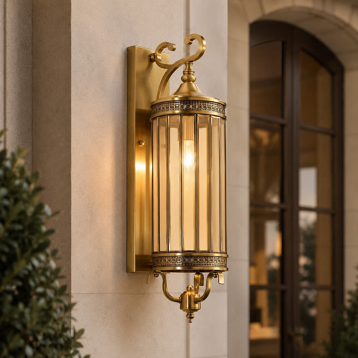 Vintage Outdoor Wall Light Copper Glass Waterproof Wall Mounted LED Sconce for Garden Porch | ribuella