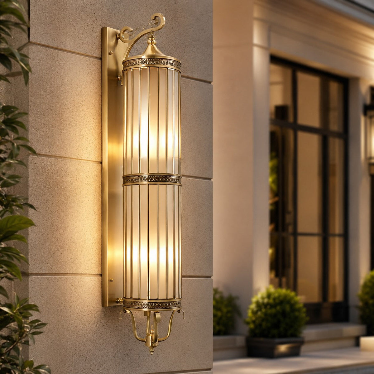 Vintage Outdoor Wall Light Copper Glass Waterproof Wall Mounted LED Sconce for Garden Porch | ribuella