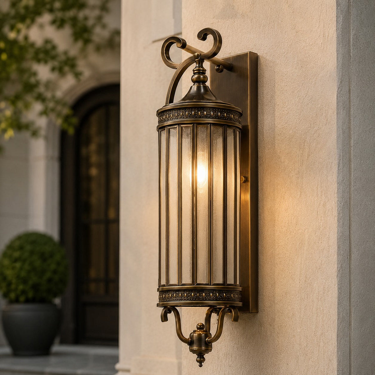 Vintage Outdoor Wall Light Copper Glass Waterproof Wall Mounted LED Sconce for Garden Porch | ribuella