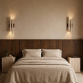 Modern Wall Light Wall Mounted Natural Travertine Shade Walnut Wood Base LED Compatible G9 Bulb | ribuella
