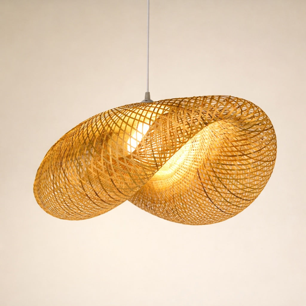 Modern Rattan Wave LED Hanging Pendant Light | ribuella