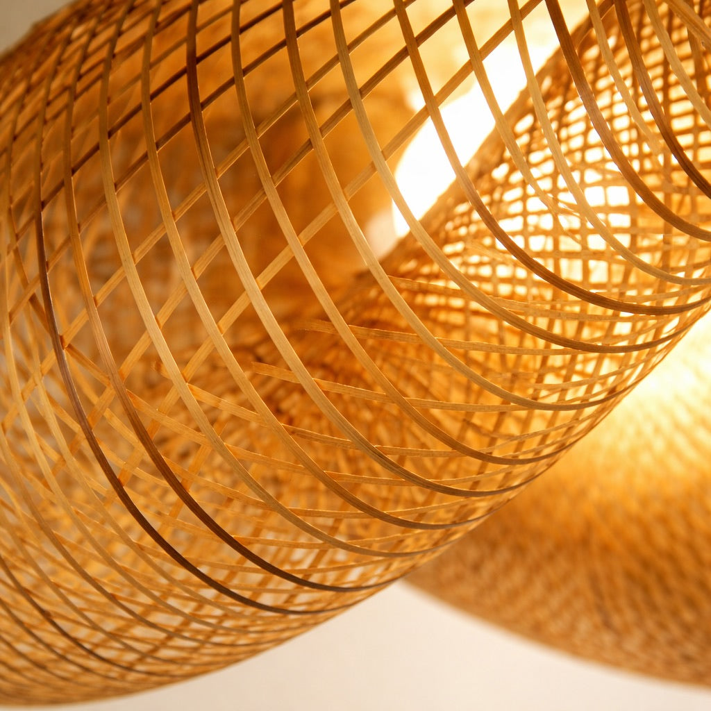 Modern Rattan Wave LED Hanging Pendant Light | ribuella
