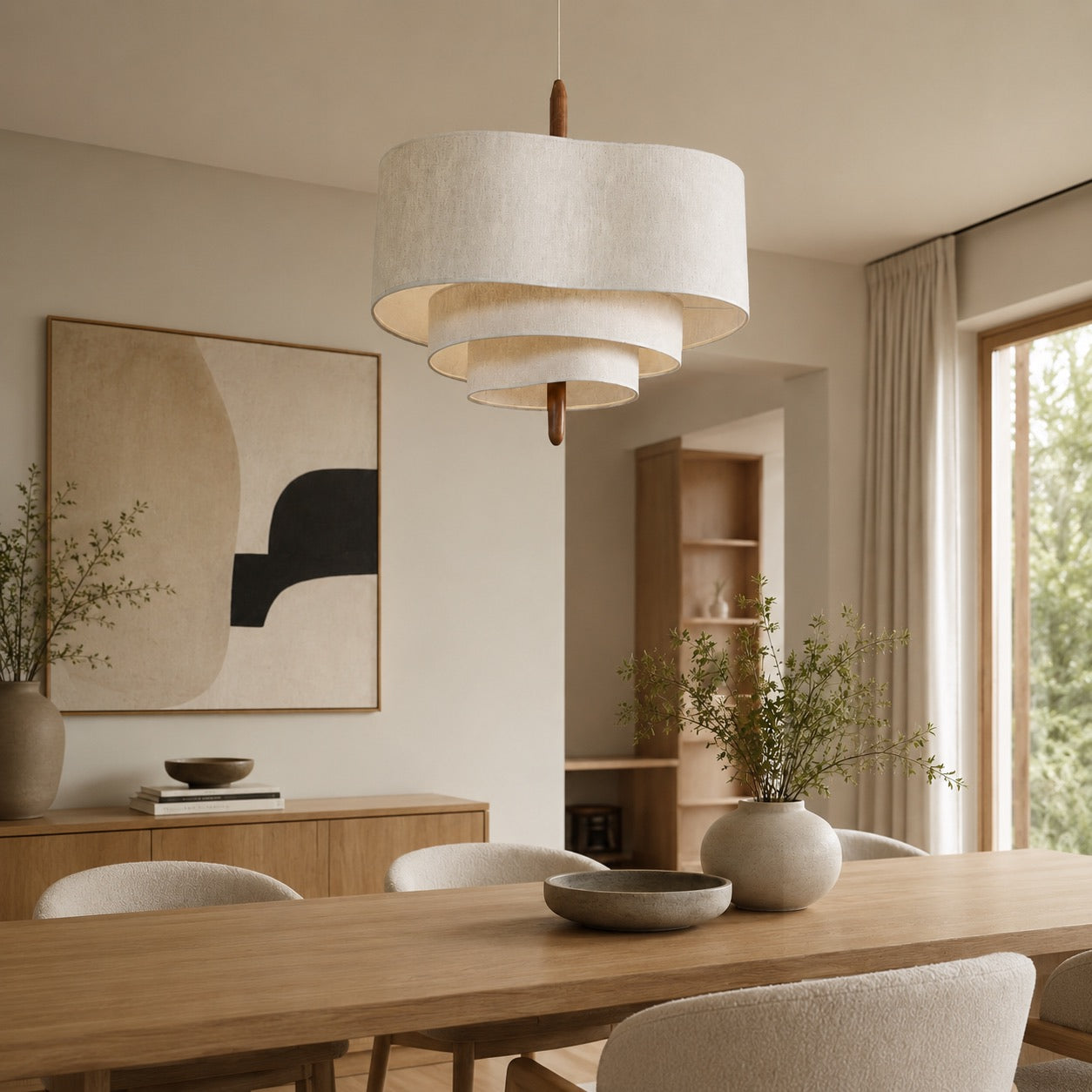 Contemporary Pendant Lamp Minimalist Design Metal Structure LED Lighting Fixture | ribuella