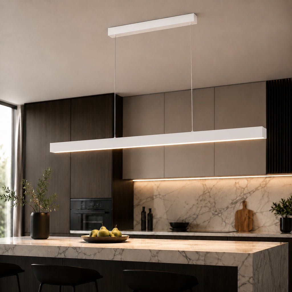 Moderne lineare LED-Pendelleuchte für die Kücheninsel | ribuella