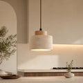 Nordisk minimalistisk pendellampe i naturlig travertinsten, ledningsmonteret, elegant belysning | ribuella