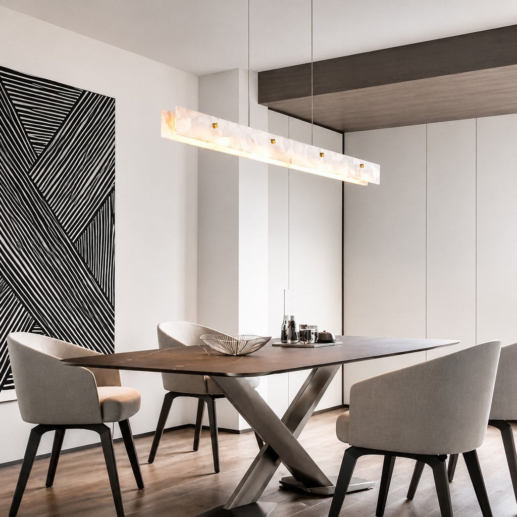 Moderne Pendelleuchte mit verstellbarer Aufhängung, Marmor und Stahl, LED-Beleuchtung für Esszimmer und Küche | ribuella