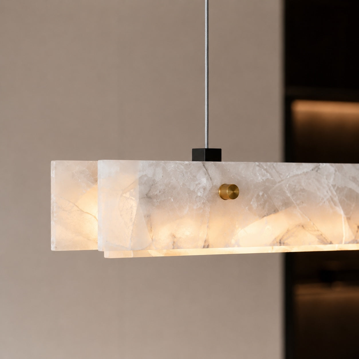 Moderne Pendelleuchte mit verstellbarer Aufhängung, Marmor und Stahl, LED-Beleuchtung für Esszimmer und Küche | ribuella