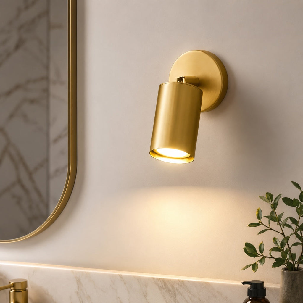 Modern Rotatable Spotlight Wall Light Adjustable Brass Sconce with 350° Head Rotation | ribuella