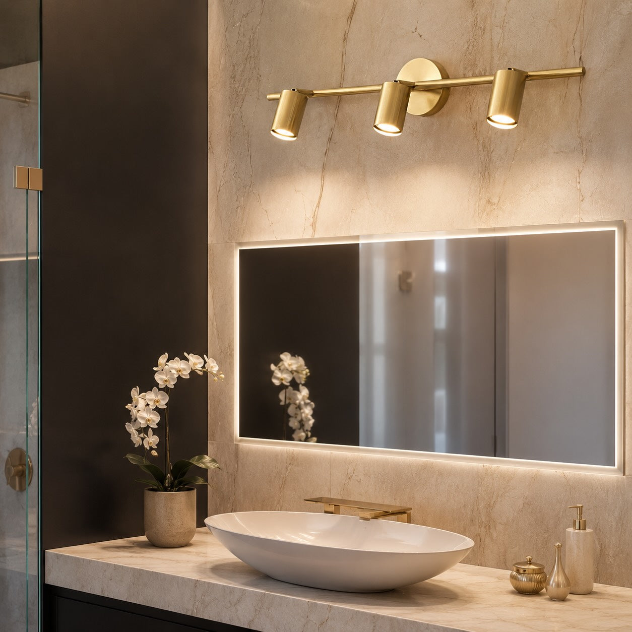 Modern Rotatable Spotlight Wall Light Adjustable Brass Sconce with 350° Head Rotation | ribuella
