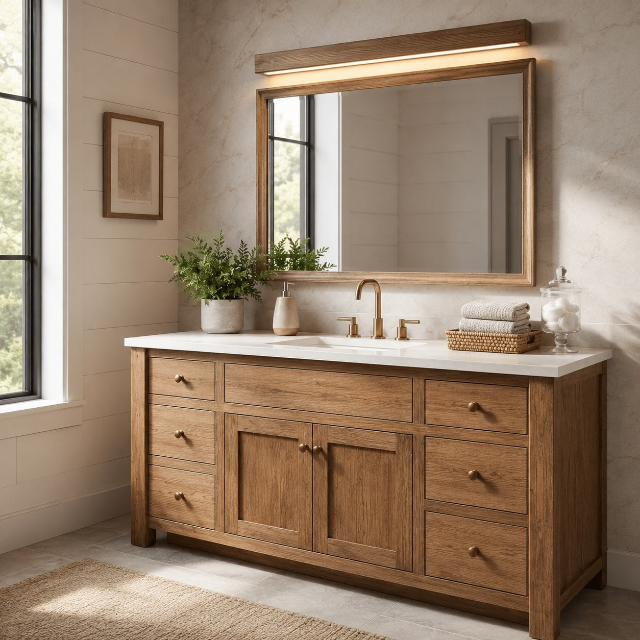 Modern Linear Wall Light Wood Flush Mount LED Fixture with Adjustable Brightness | ribuella