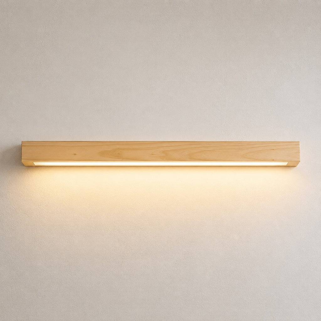 Modern Linear Wall Light Wood Flush Mount LED Fixture with Adjustable Brightness | ribuella