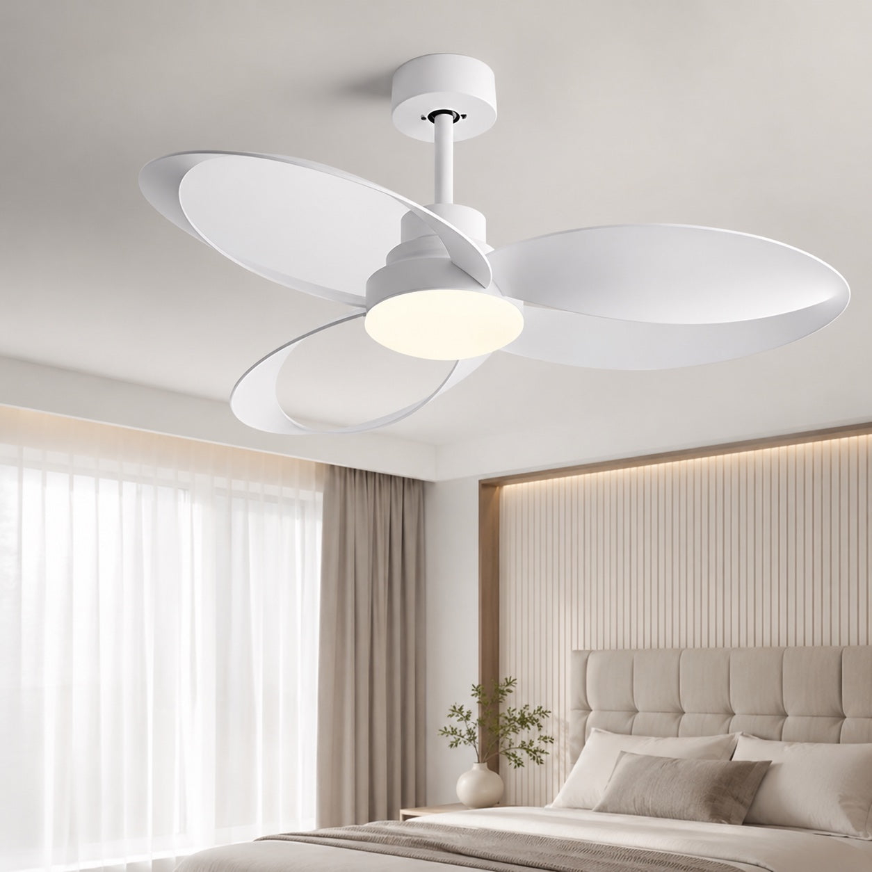 Flush Mount Ceiling Fan with LED Light, Remote Control & 6-Speed DC Motor | ribuella