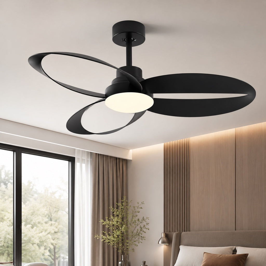 Flush Mount Ceiling Fan with LED Light, Remote Control & 6-Speed DC Motor | ribuella