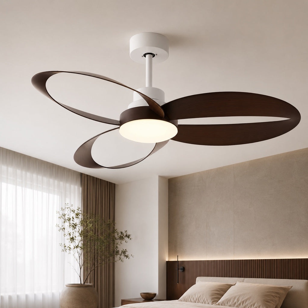 Flush Mount Ceiling Fan with LED Light, Remote Control & 6-Speed DC Motor | ribuella