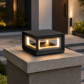 Modern Outdoor Post Light Rectangular Stainless Steel Waterproof LED Solar Hardwired | ribuella