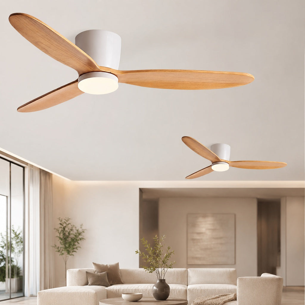 Moderner Deckenventilator mit Beleuchtung, Kupferflügeln, LED, Fernbedienung und 6-stufigem Gleichstrommotor | ribuella