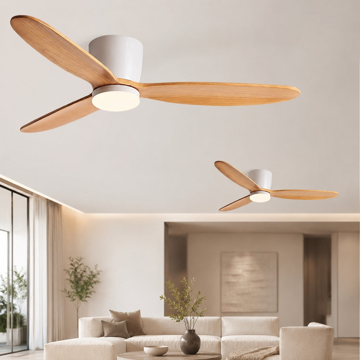 Moderner Deckenventilator mit Beleuchtung, Kupferflügeln, LED, Fernbedienung und 6-stufigem Gleichstrommotor | ribuella