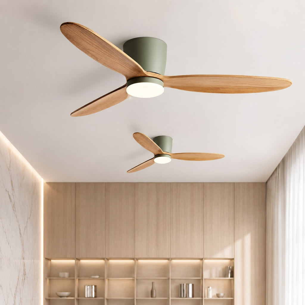 Moderner Deckenventilator mit Beleuchtung, Kupferflügeln, LED, Fernbedienung und 6-stufigem Gleichstrommotor | ribuella