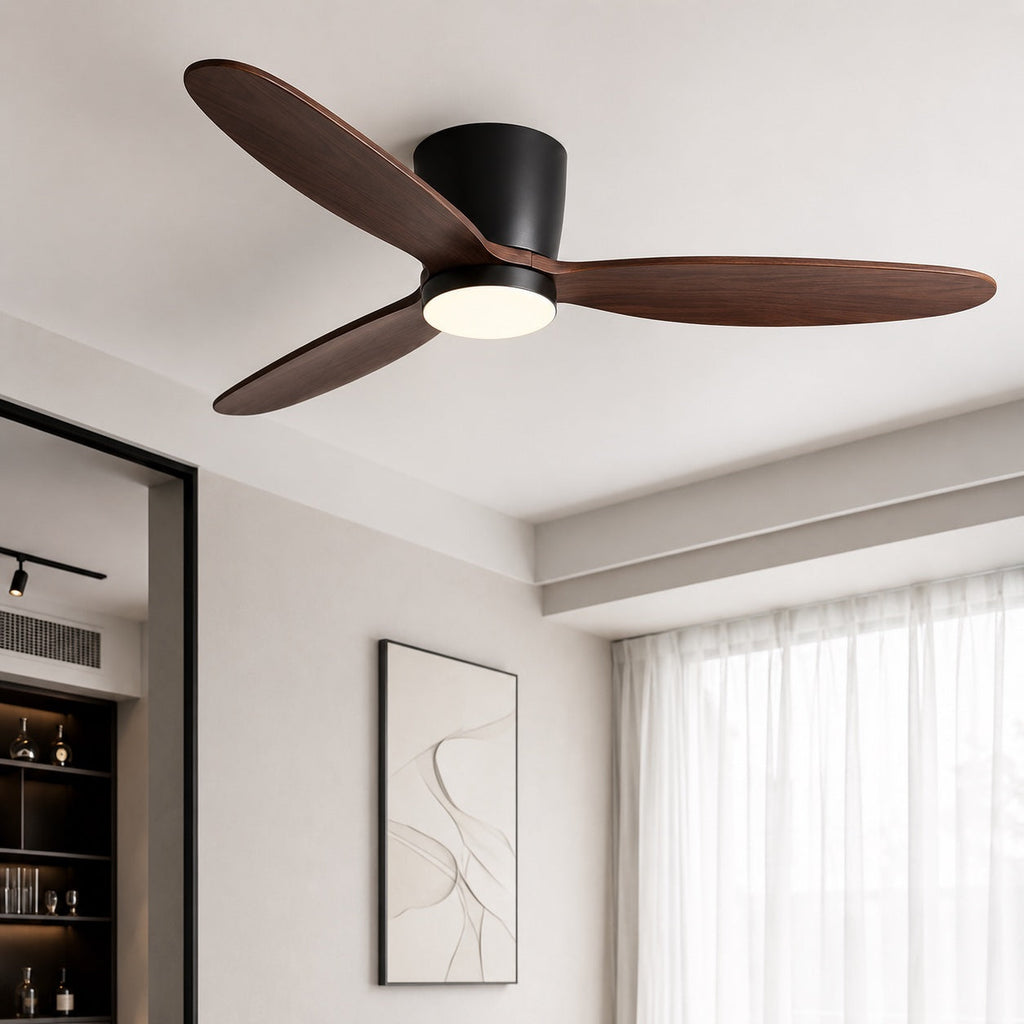 Moderner Deckenventilator mit Beleuchtung, Kupferflügeln, LED, Fernbedienung und 6-stufigem Gleichstrommotor | ribuella