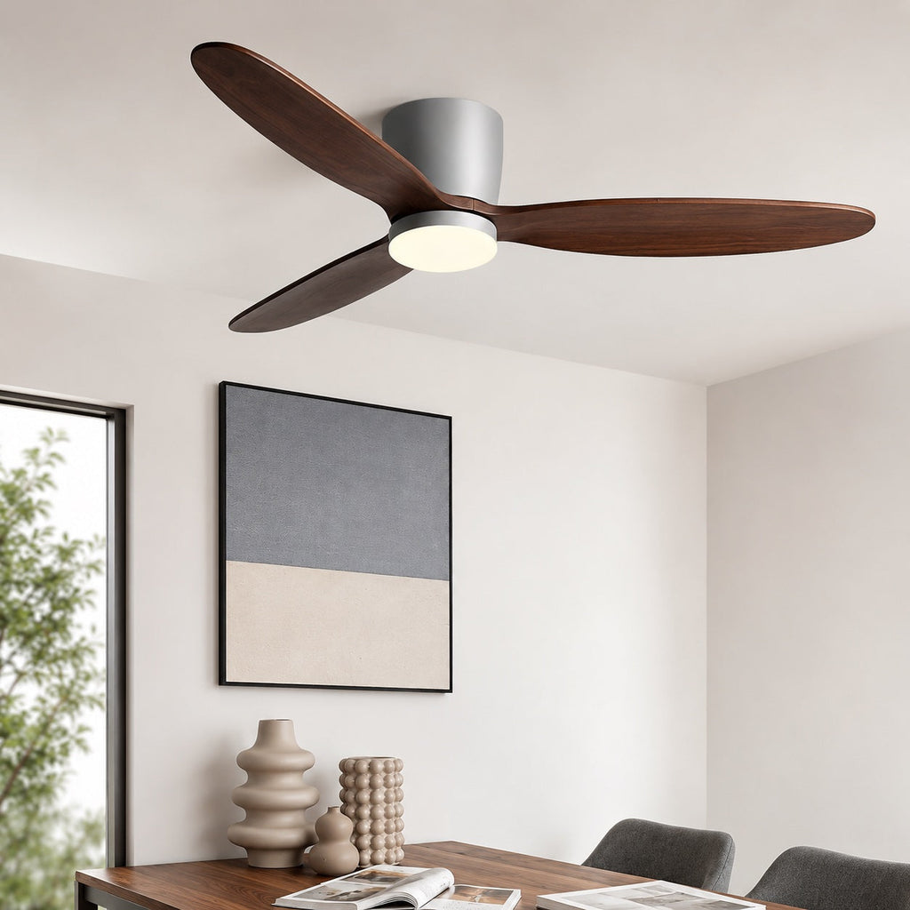 Moderner Deckenventilator mit Beleuchtung, Kupferflügeln, LED, Fernbedienung und 6-stufigem Gleichstrommotor | ribuella