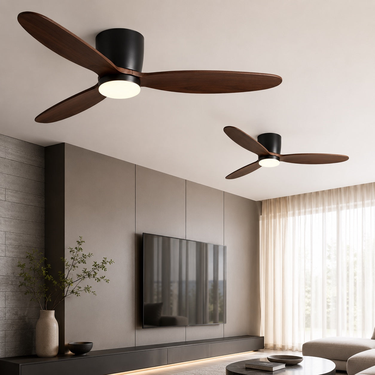 Moderner Deckenventilator mit Beleuchtung, Kupferflügeln, LED, Fernbedienung und 6-stufigem Gleichstrommotor | ribuella