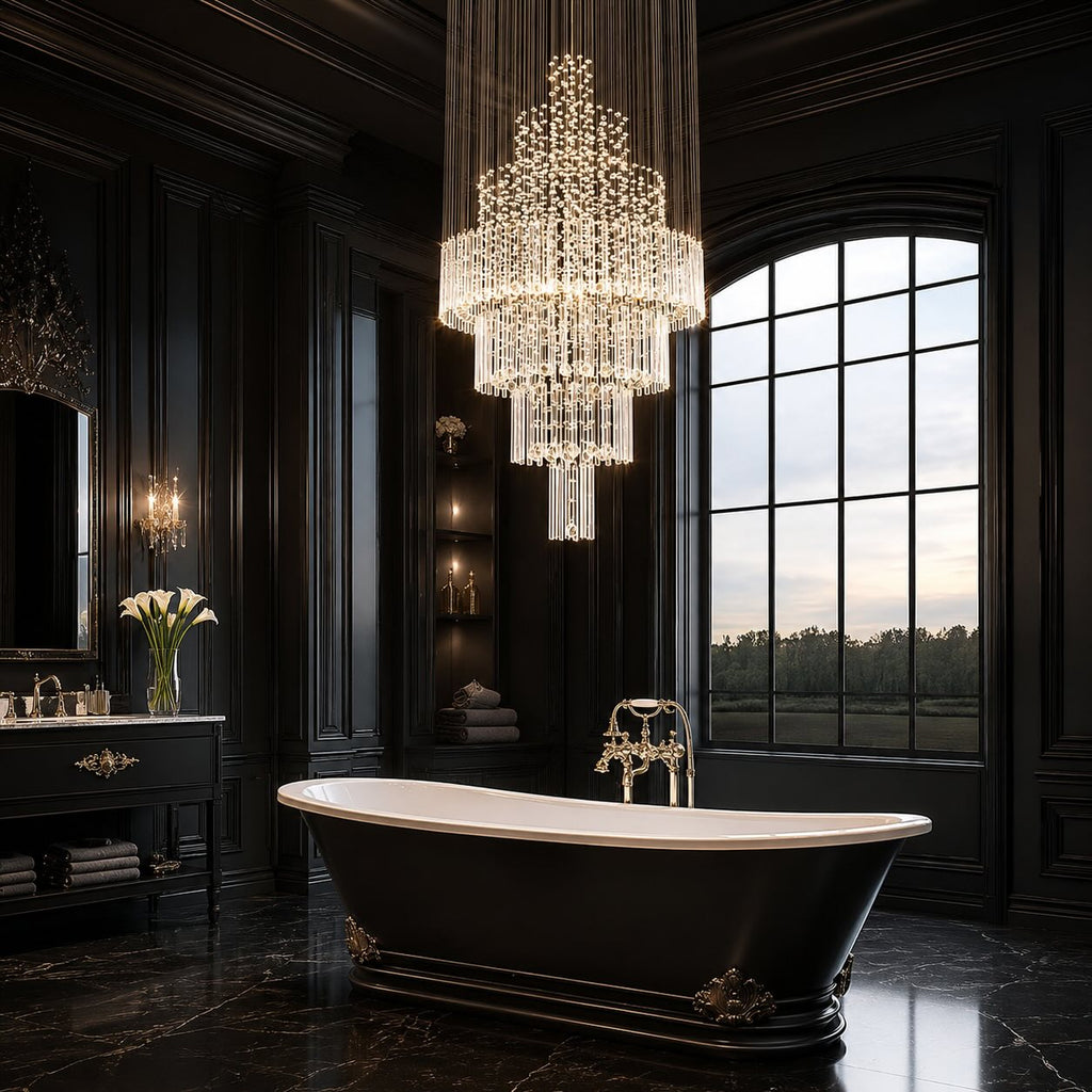 Modern Crystal Chandelier Adjustable Height K9 Glass Chrome Finish LED 18 Lights | ribuella