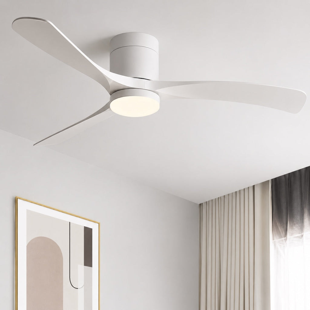 Flush Mount Ceiling Fan with Light, LED, 2400 Lumens, Remote Control & DC Motor | ribuella